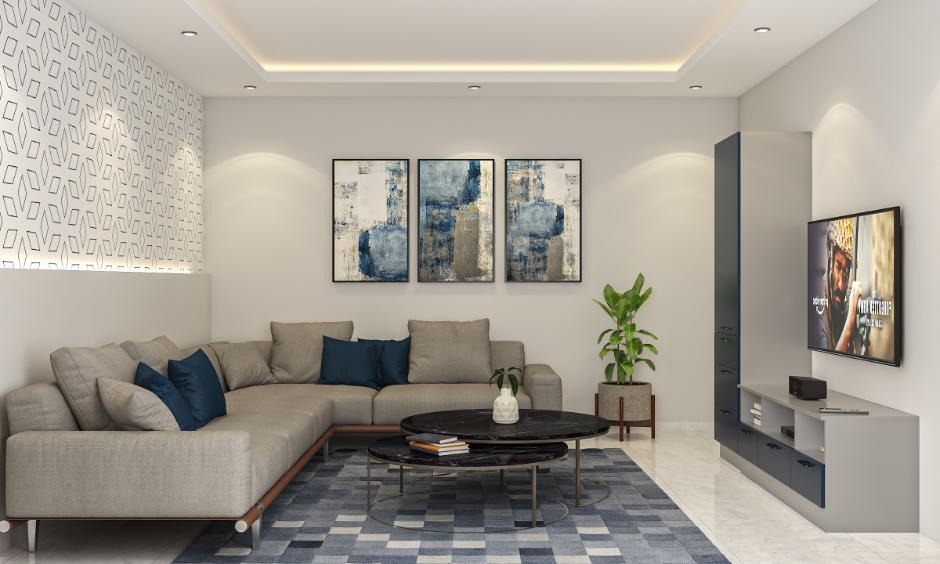 Minimalist home interior with cozy accents and personal touches.