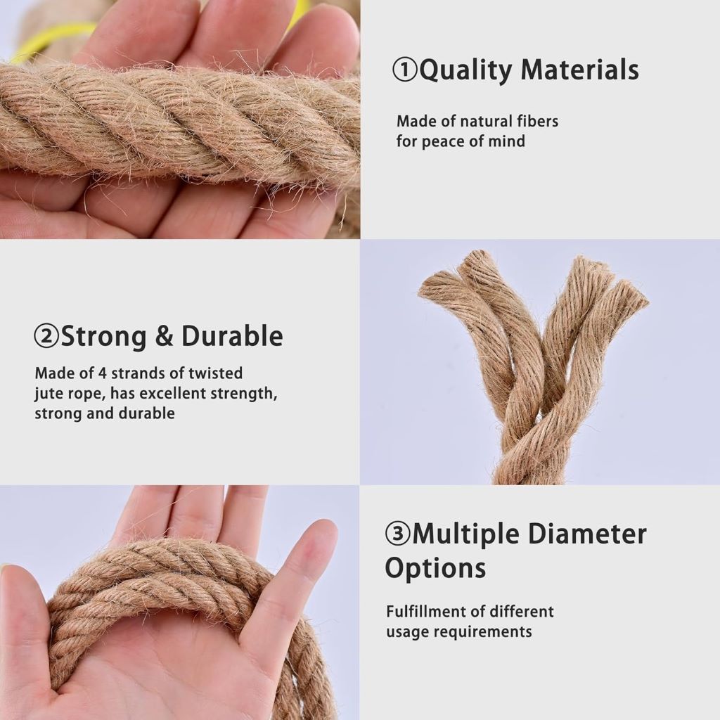 Close-up of durable MKMJ natural hemp rope suitable for crafts and projects.