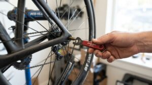 Truing a bike wheel at home with spoke adjustments