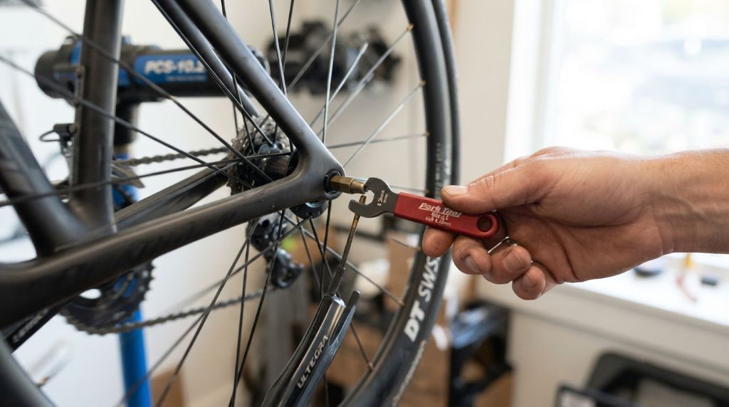 Truing a bike wheel at home with spoke adjustments