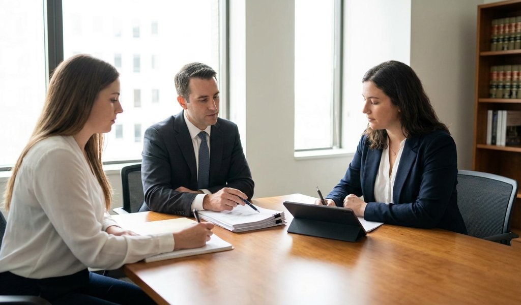 Client signing a contingency fee agreement with an injury attorney