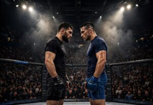 Charles Oliveira and Diego Lopes face off before their UFC 335 main event