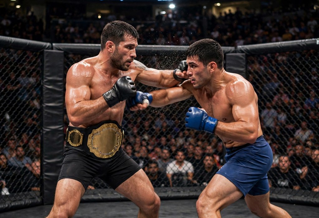 Charles Oliveira defending the BMF title against Diego Lopes at UFC 335