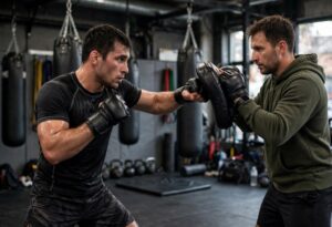 Diego Lopes throwing a punch combination inside the UFC octagon