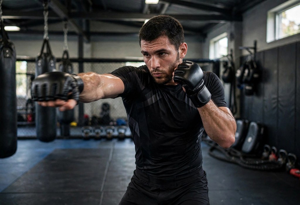 Diego Lopes throwing a punch during his lightweight debut buildup