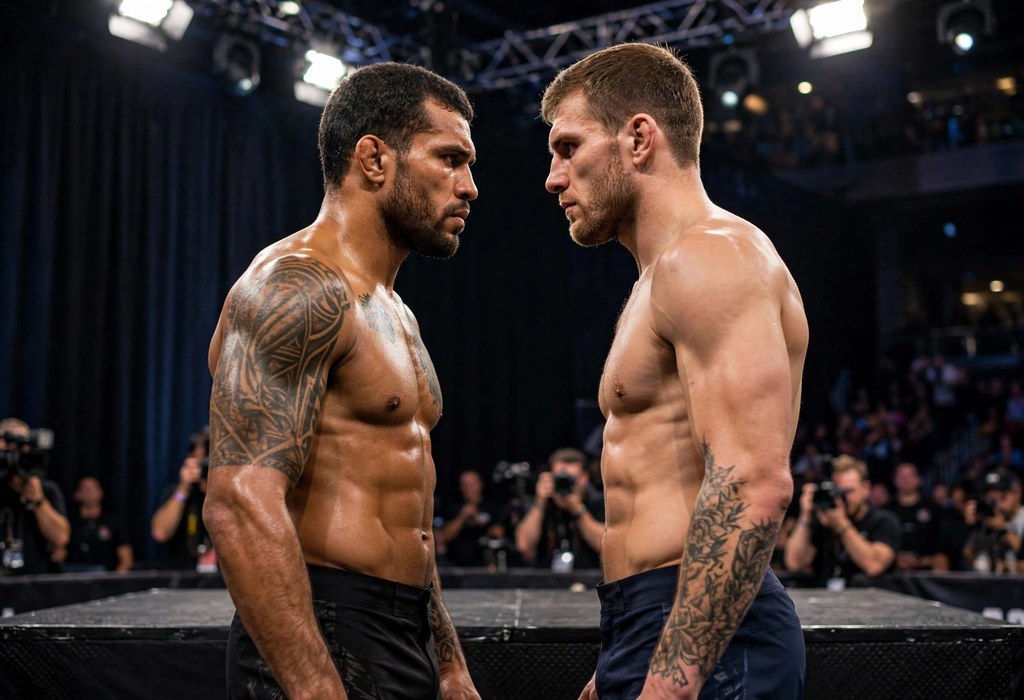 Sergei Pavlovich and Alex Pereira square off at the UFC 335 weigh-ins