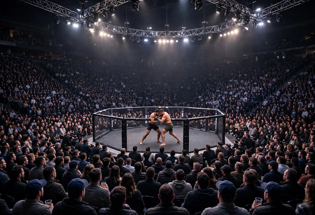 T-Mobile Arena crowd during a UFC main card heavyweight bout